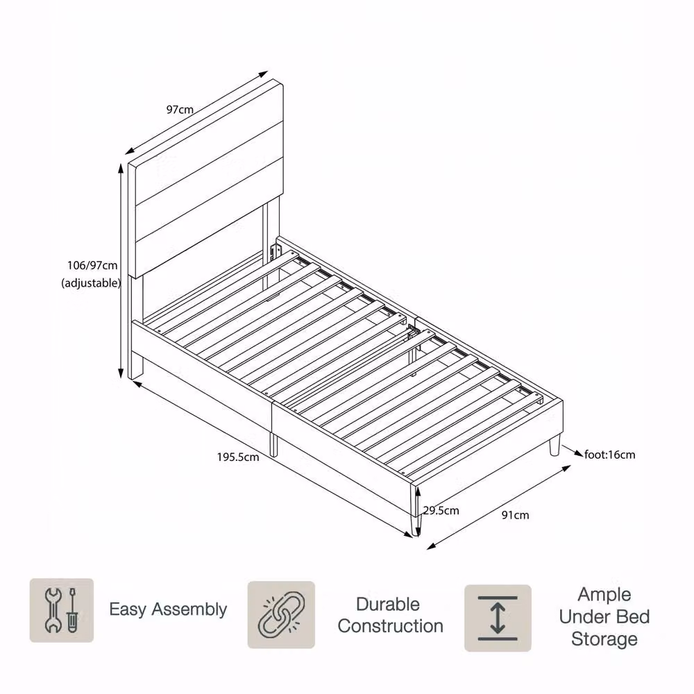 Vida Designs Vandura Linen Fabric Bed Frame in Light Grey, Double Size (W: 140 cm, L: 200 cm) – 2