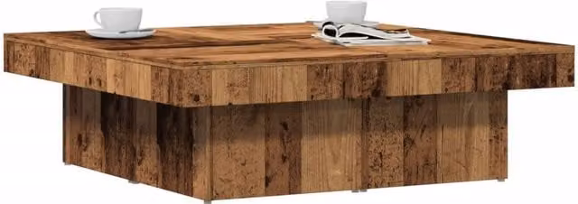 Berkfield Home Rustic Square Coffee Table in Brown, W/D/H: 90 x 90 x 28 cm – 1