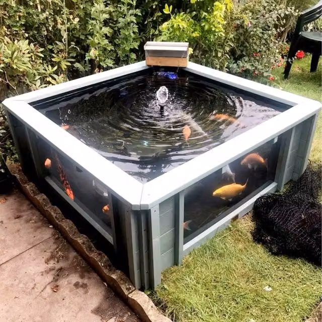 Lotus Clear View Square Garden Aquarium with Large Windows, Light Grey, 650 Litre