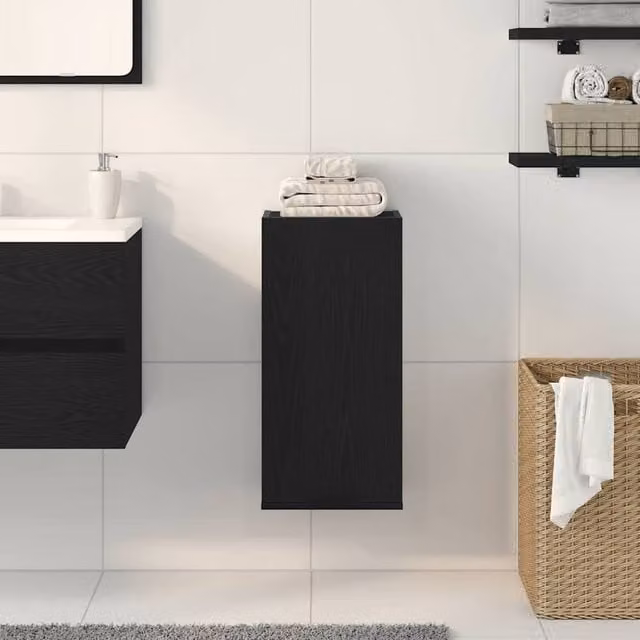 Berkfield Home Black Oak Wall-mounted Cabinet, W/D/H: 32 x 20 x 67 cm – 1