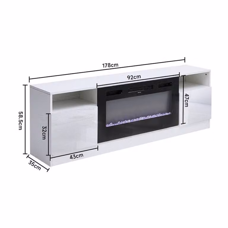 FORGEVIO Modern Glossy White Living Room TV Stand Unit Cabinet