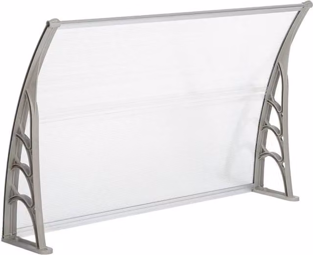 FLAVORA Grey Polycarbonate Outdoor Door Canopy Awning W: 120 cm, D: 80 cm