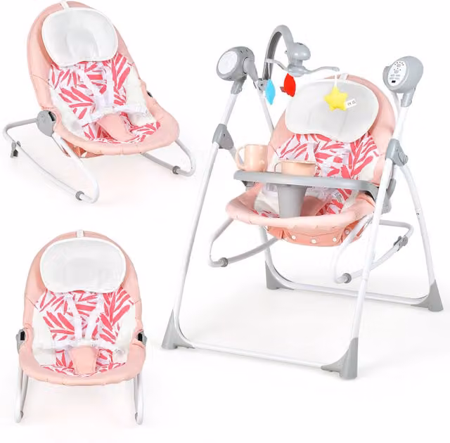Costway 2-in-1 Electric Baby Swing and Toddler Bouncer, Pink