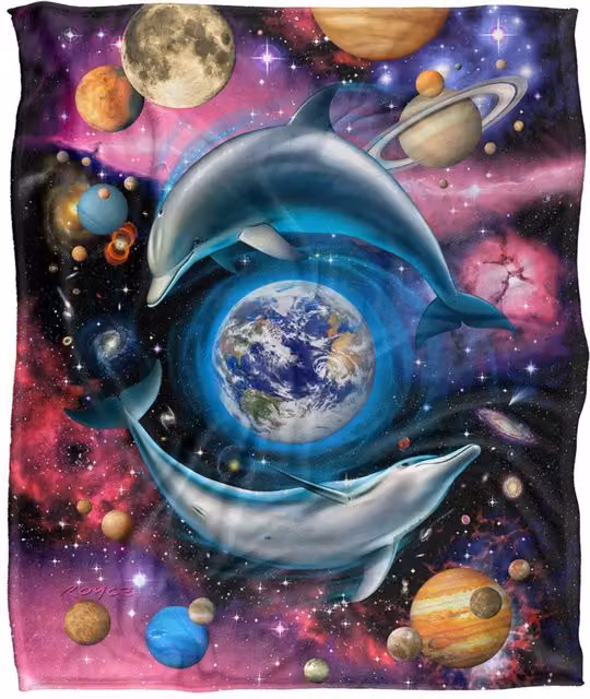JQ Licensing Royce Mcclure Dolphin Universe Silky Touch Super Soft Throw Blanket, White, W/D/H: 152 x 127 cm – 6
