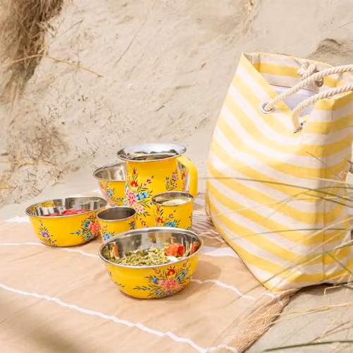 Billy Can Floral Stainless Steel Cereal Bowl in Yellow, 18.5 cm – 2