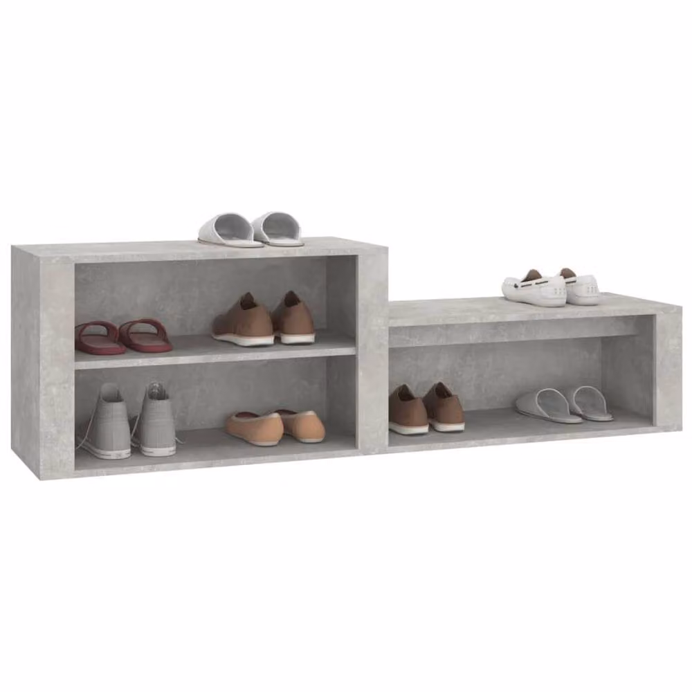 Berkfield Home Shoe Cabinet in Concrete Grey with Integrated Seat, W/D/H: 150 x 35 x 45 cm – 3