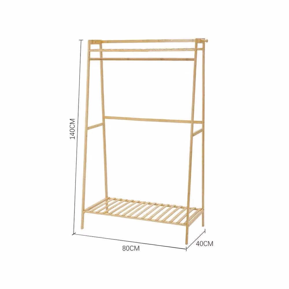 PAWNORA Classic Wooden Clothes Rail Rack in Brown, Width: 80 cm, Height: 140 cm – 2