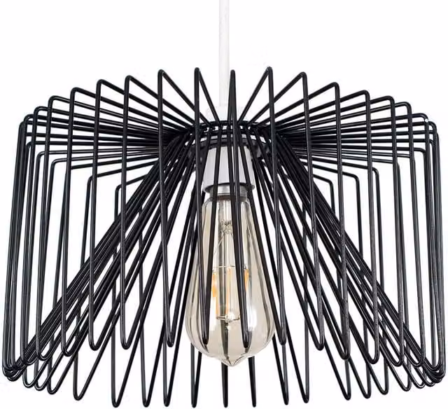 ValueLights Modern Black Metal Wire Cylinder Pendant Light Shade, Diameter: 18 cm, Height: 30 cm