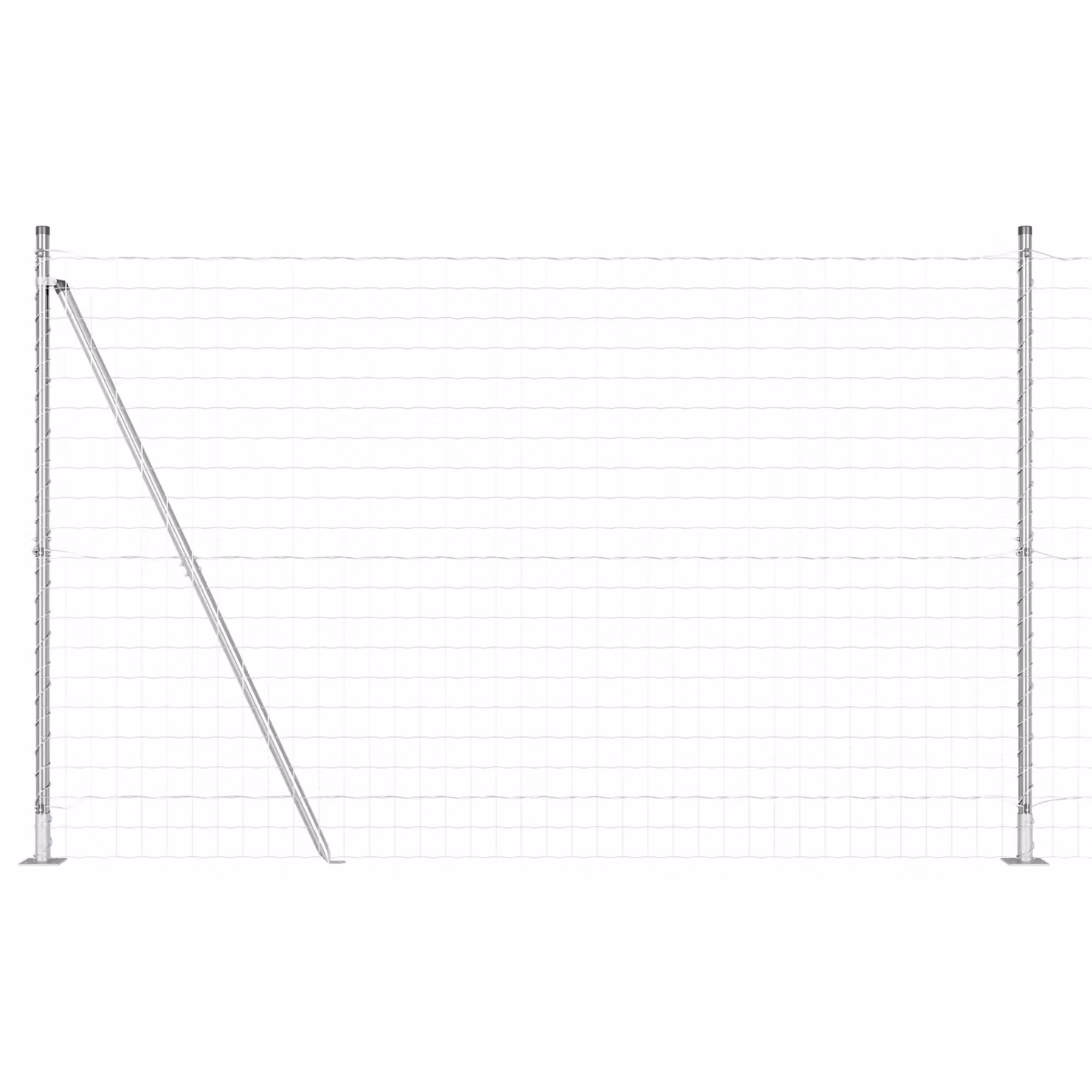 Berkfield Home Euro Fence with 7 Flanged Posts, Galvanised Steel, Silver, W: 10 m, H: 1.5 m – 2