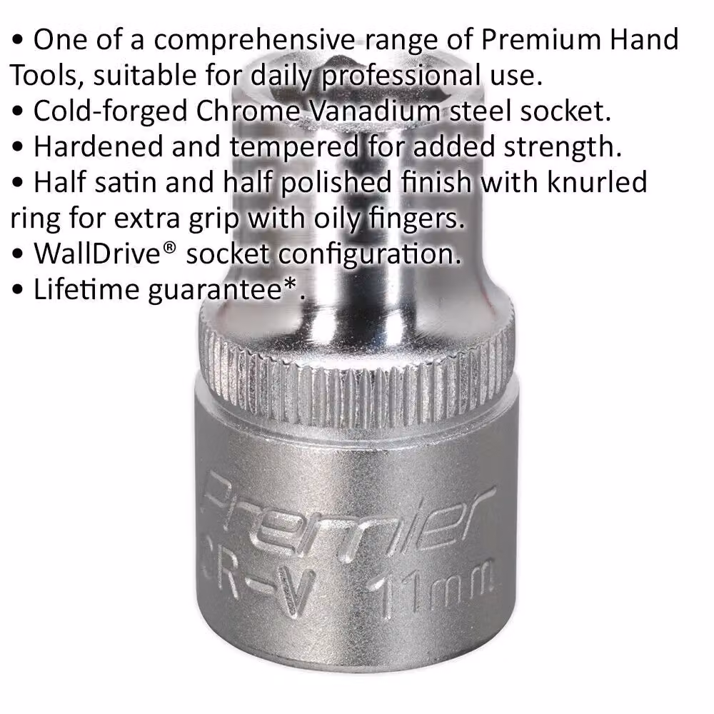 Loops 11mm Steel Drive Socket 1/2 inch Square Drive Chrome Vanadium Wrench Socket in Silver – 2