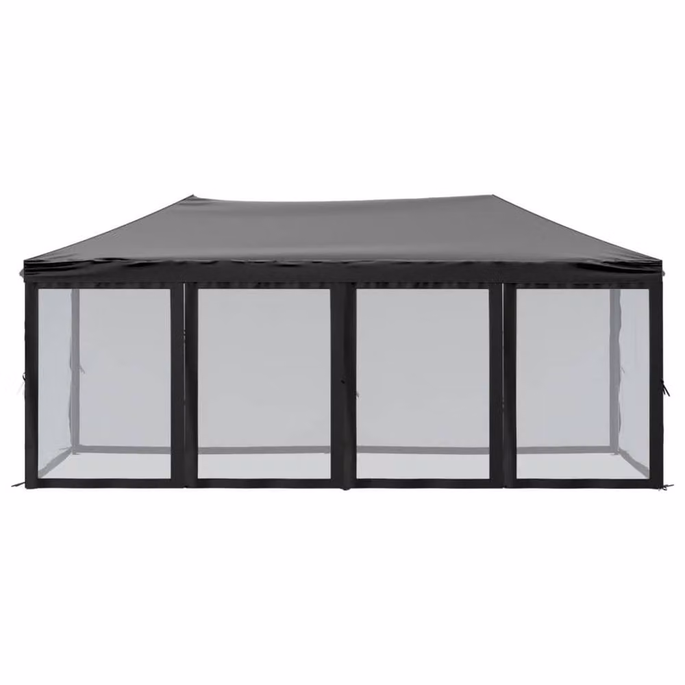 Berkfield Home Folding Party Tent with Sidewalls in Black and Silver, W: 6 m, D: 3 m, H: 2.44 m – 3