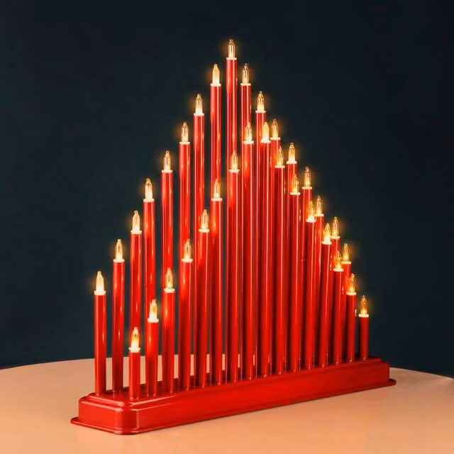 Marco Paul Red Christmas Candle Bridge Tabletop Decoration with 33 LED Lights – 1