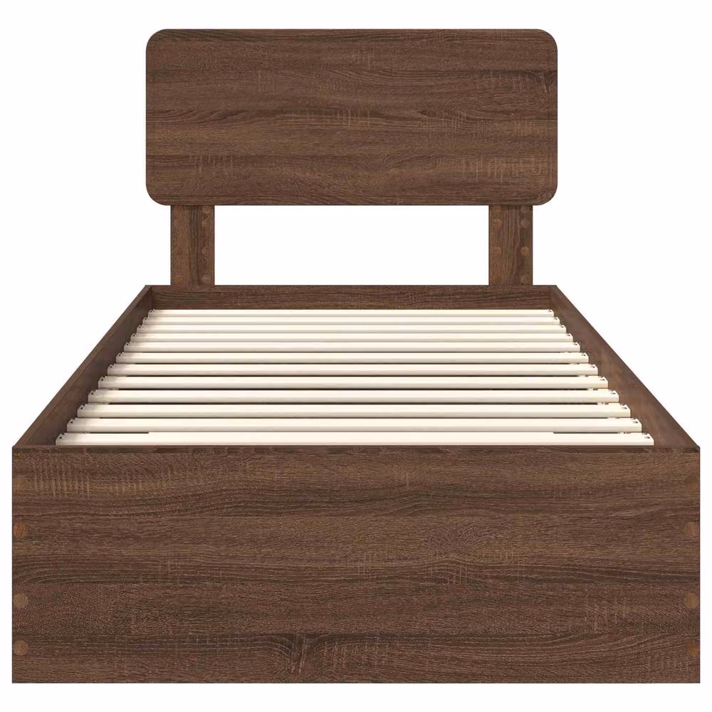Berkfield Home Bed Frame with Headboard in Brown Oak, Engineered Wood, W: 75 cm, L: 190 cm – 4