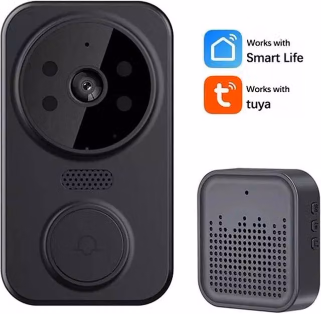 KORVIXA Type #2 Smart WiFi Wireless Video Doorbell in Black – 1