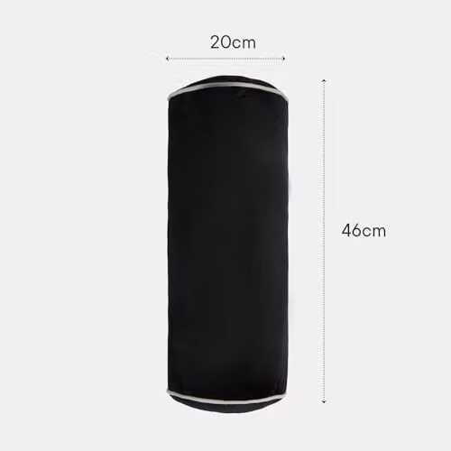 OHS Matte Velvet Bolster Cushion Cylinder Pillow in Black, 46 x 20 cm – 3