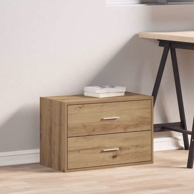 Berkfield Home Artisan Oak Durable Cabinet with 2 Drawers, Brown, W: 60 cm, D: 31 cm, H: 40 cm