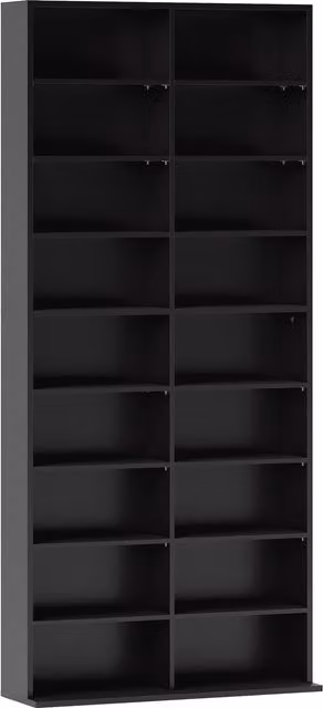 HOMCOM 640 CD Storage Tower in Black with Adjustable Shelves and Media Compartments