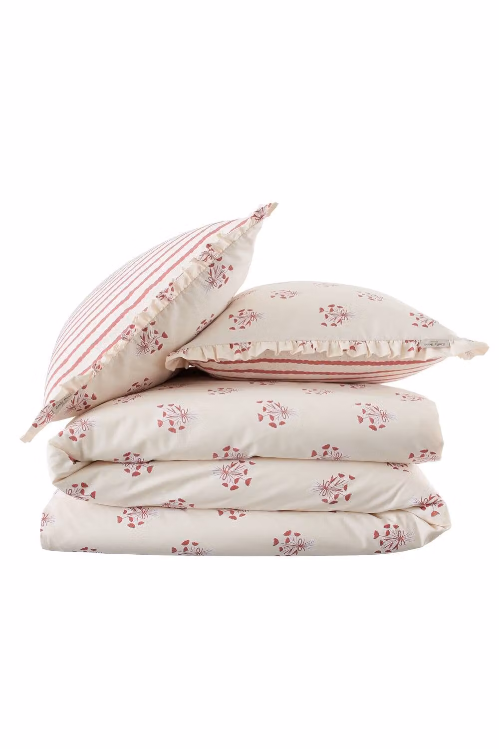 Emily Bond Hand Gathered Posy Red Floral Cotton Reversible Duvet Cover Set, W: 180 cm, H: 200 cm – 3
