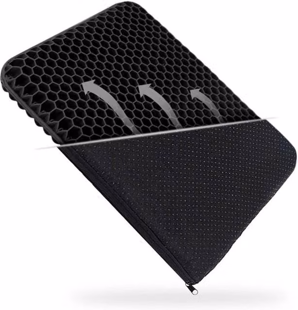 Kelvenix Ergonomic Honeycomb Breathable Gel Seat Cushion, Black, W: 190 cm, D: 100 cm, H: 3.81 cm – 1