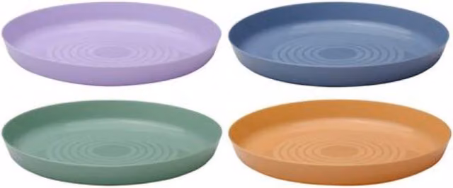 UMKY Stackable Lightweight Kids Plastic Plates Set in Multicolour and Blue