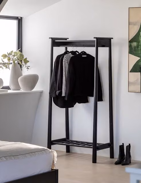 Gallery Direct Wycombe Modern Open Wardrobe in Black Matt Oak Wood