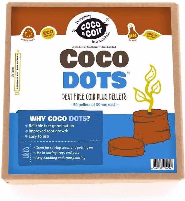 Marshalls Garden Coco Dots 30mm Peat Free Coir Plug Pellets, Black