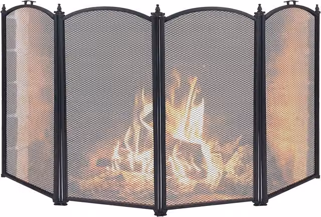 Simpa Berkshires 4 Panel Fire Guard in Black