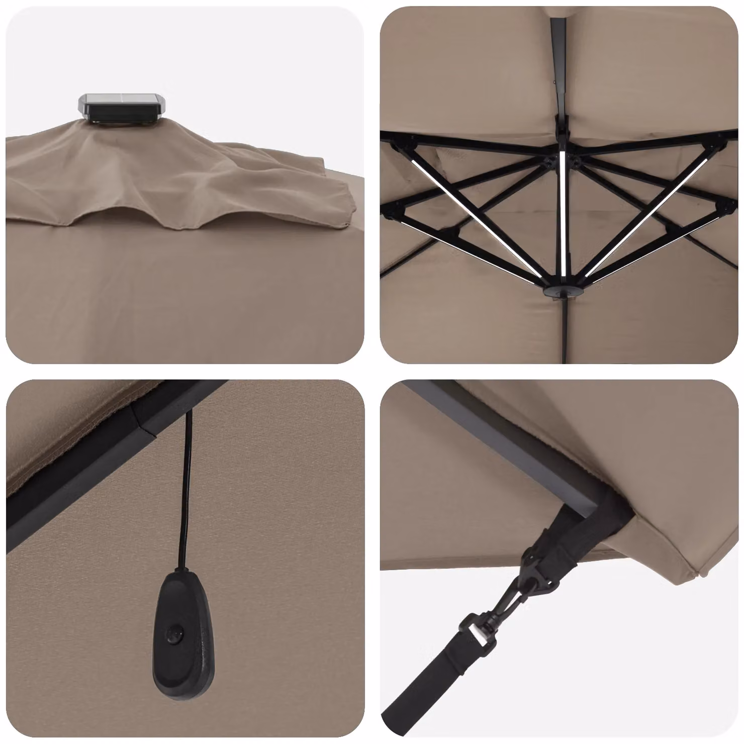 Berkfield Home Roma Cantilever Parasol with LEDs in Taupe, Aluminium W/D/H: 352 x 251 x 265 cm – 3