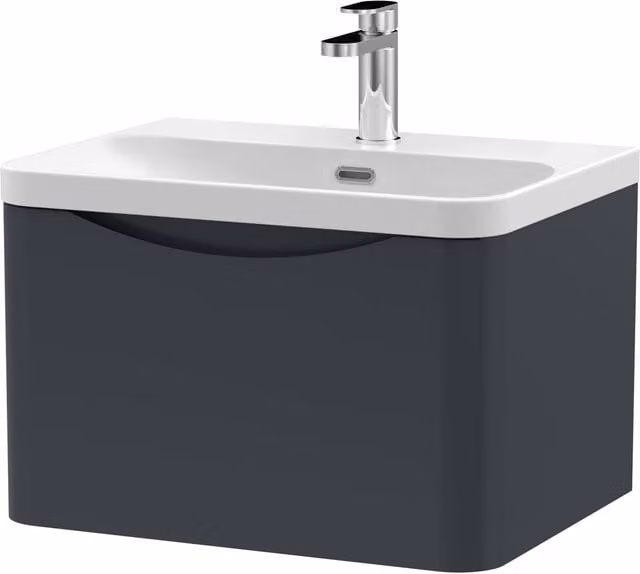 Balterley Dunwood Modern Wall Hung 1-Drawer Bathroom Vanity in Satin Soft Black