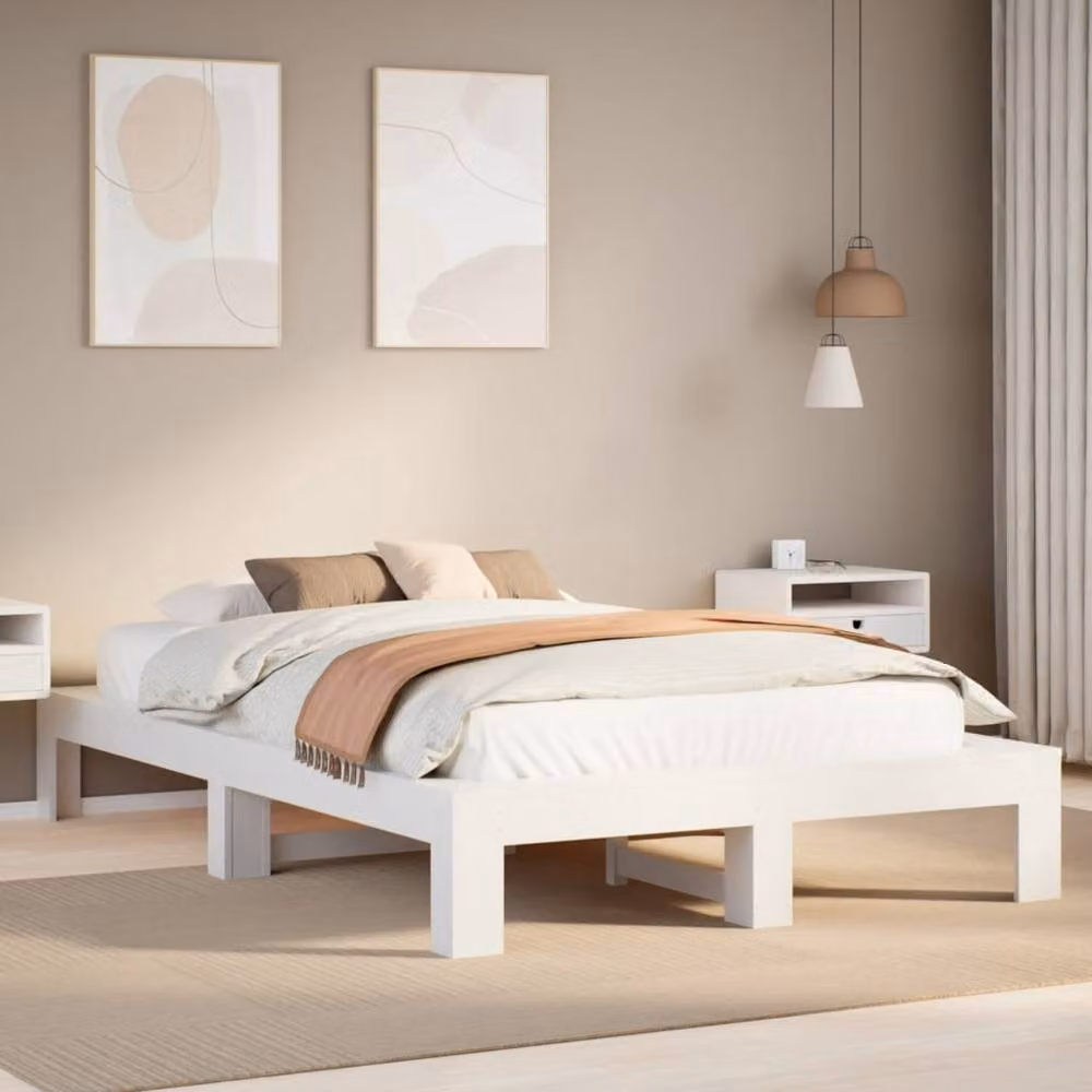 Berkfield Home Small Double Solid Wood Pine Bed Frame, White, W/D/H: 120 x 190 cm – 2