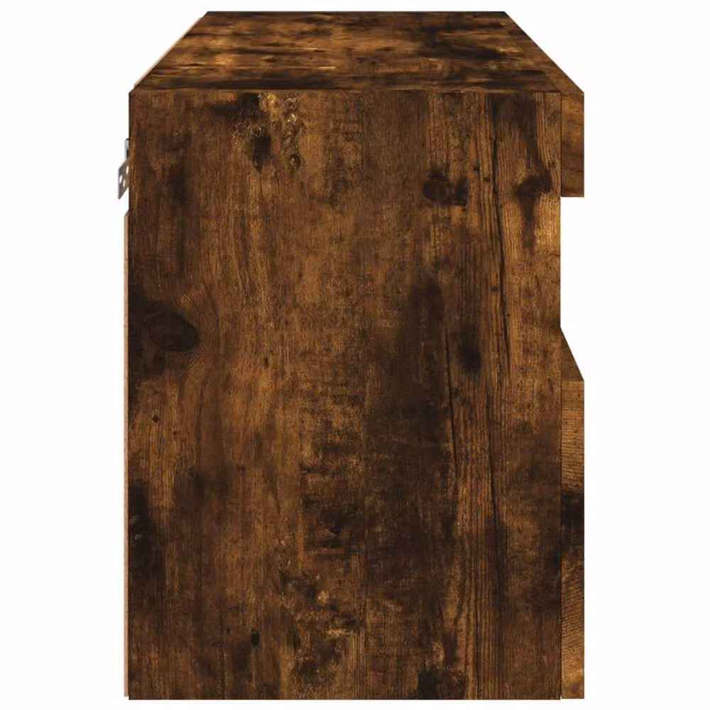 Berkfield Home TV Wall Cabinet with LED Lights in Smoked Oak Brown, W/D/H: 60 x 30 x 40 cm – 9
