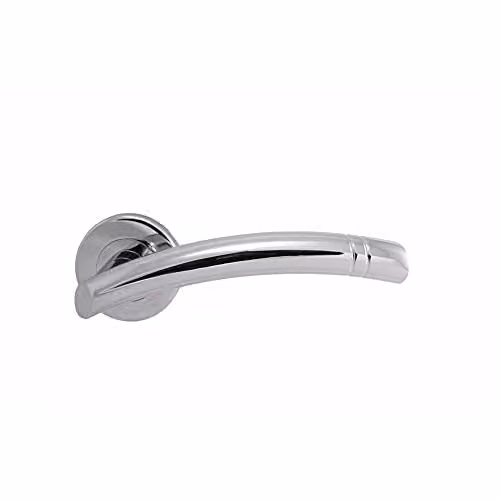 Loops Pair of Arched Round Bar Lever Door Handles with Ring Detailing in Polished Chrome with Concealed Fixings