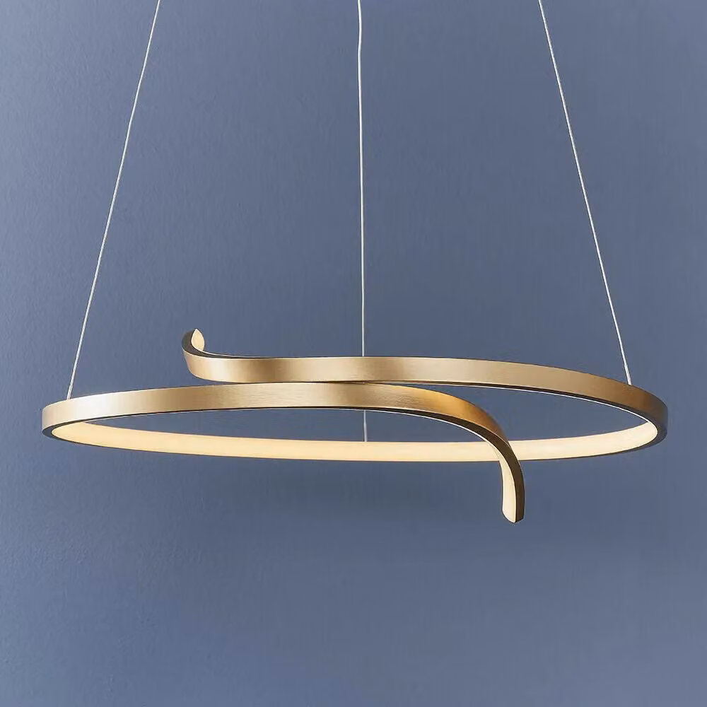 Loops LED Dimmable Ceiling Pendant Light in Brushed Gold and White, 32W Warm White, Height Adjustable – 2