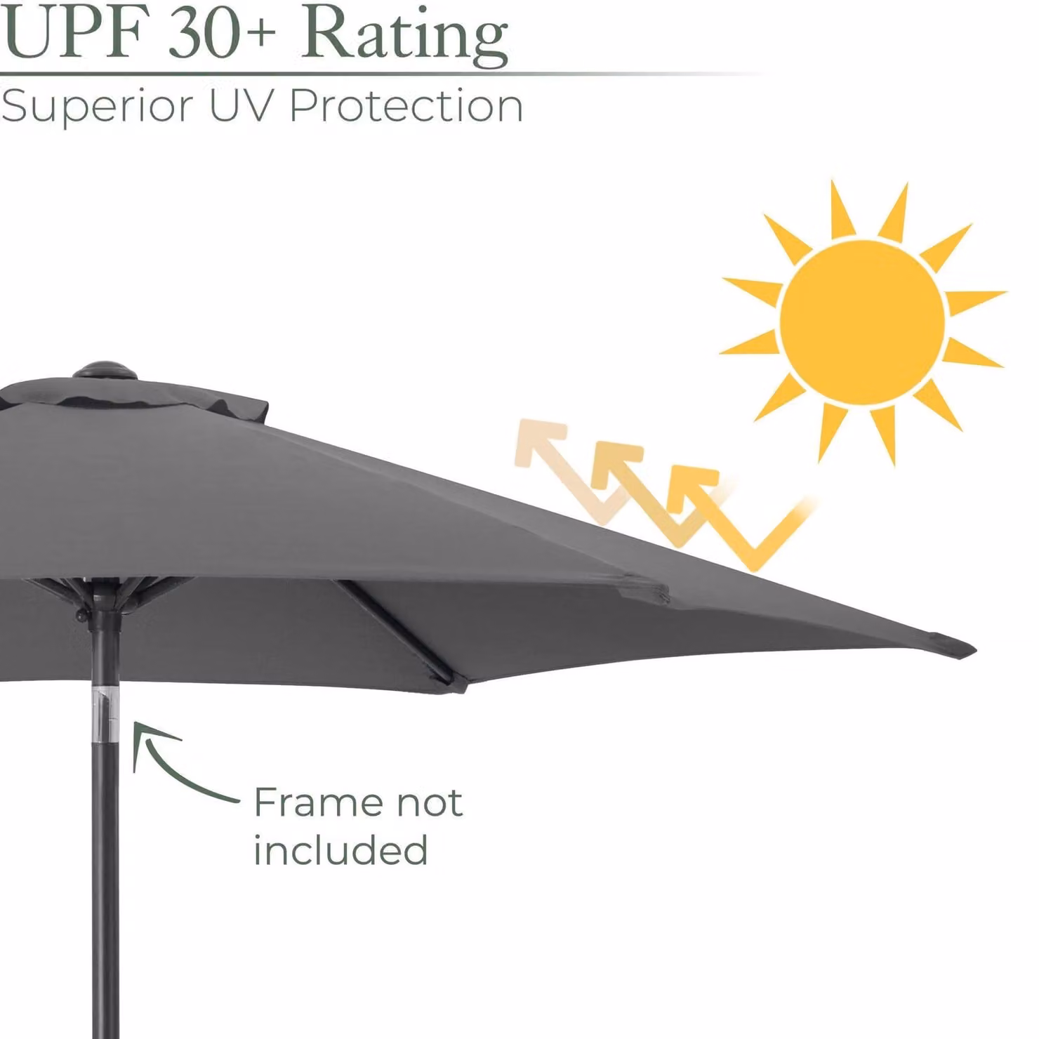 Christow Replacement Parasol Canopy, 2.4m, Grey Polyester with UPF 50+ Protection – 2