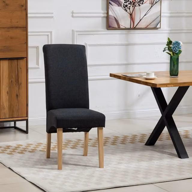 Artemis Home Rimini Fabric Dining Chairs, Set of 2, Black, H 104 x W 44 x D 47 cm