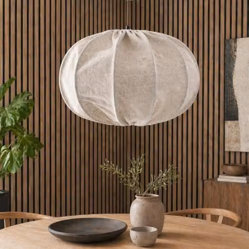 CGC Lighting Serafina Oval Linen Fabric Lampshade in Beige, Width: 45 cm – 2
