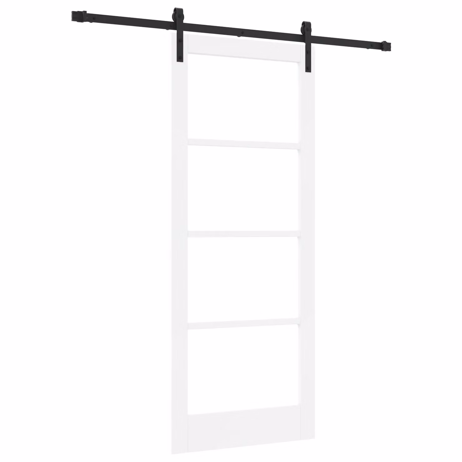 Berkfield Home Orkdal Minimalist Sliding Door with Hardware Set in White Solid Wood and Glass – 2