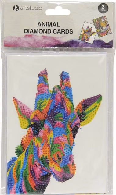 Art Studio Pack of 2 Animal Design Diamond Cards in Multicolour