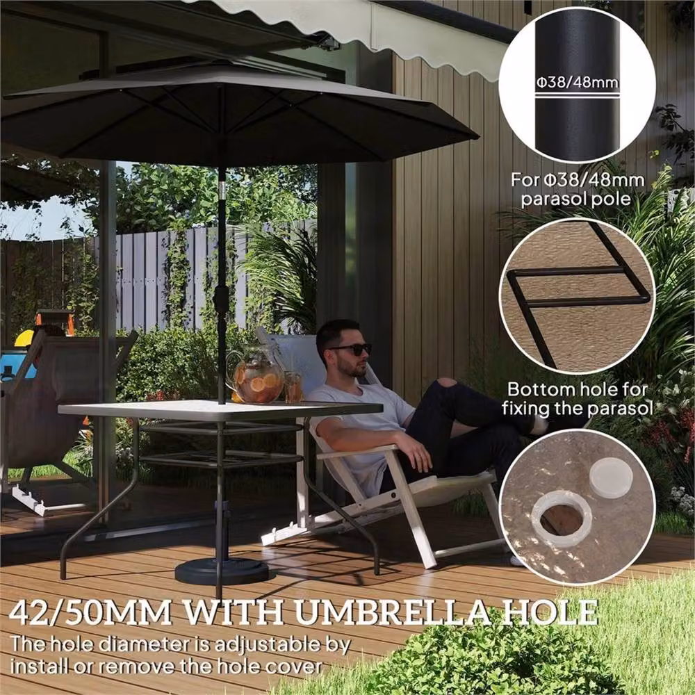 Outsunny Modern Square Glass Top Garden Dining Table in Black, W/D: 100 x 100 cm – 5