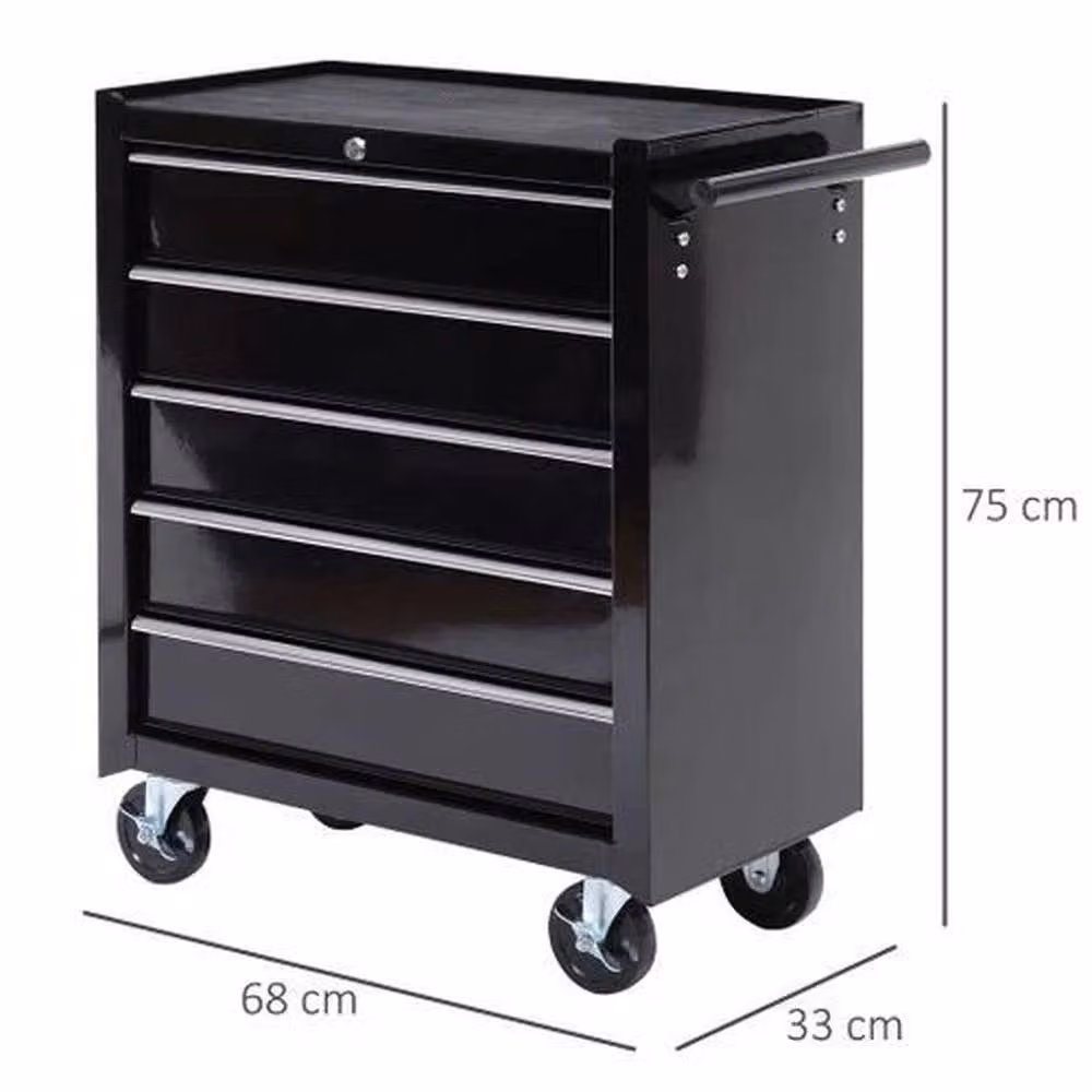 EONLION Heavy Duty Metal Tool Drawer Chest Cabinet in Black, Lockable and Rollable, W: 100 cm, H: 200 cm – 2