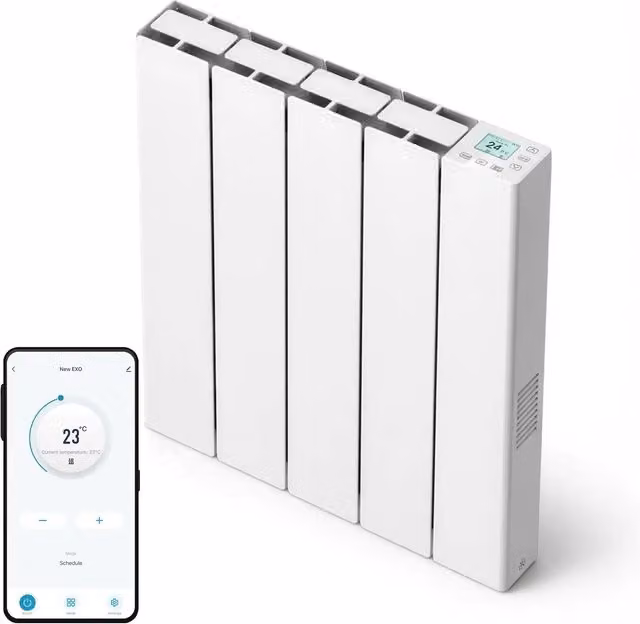 SolAire Exo Wifi Ceramic Electric Wall Mounted Fan Heater in White with App Control and Timer