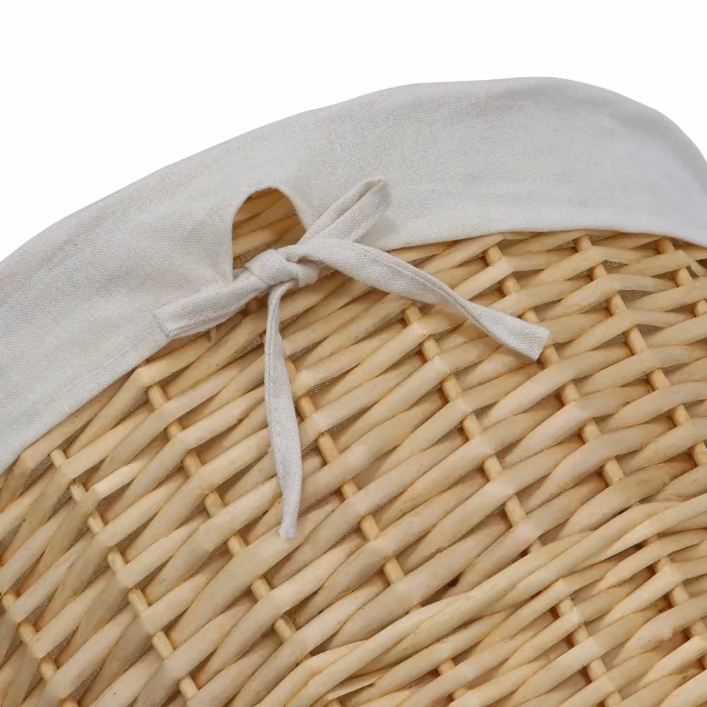 JVL Hand Woven Acacia Round Laundry Willow Basket with Lid in Gold and Beige – 2