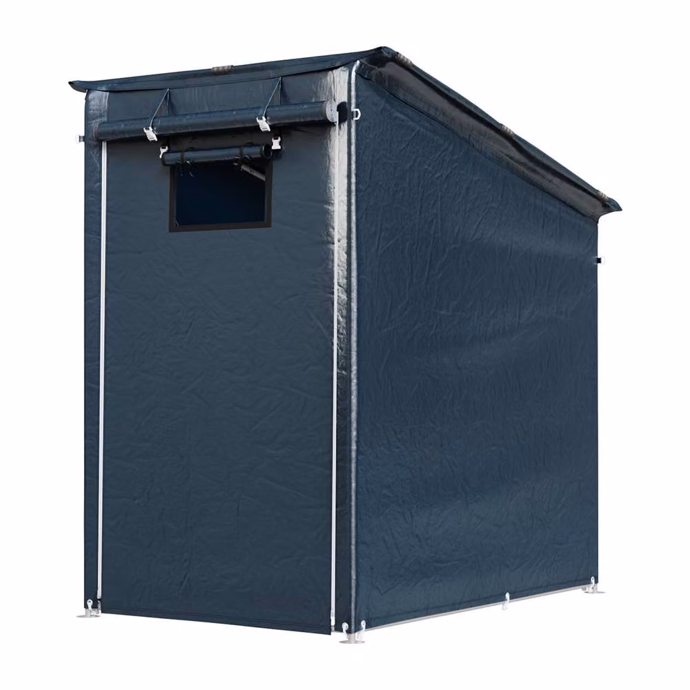 Living and Home Outdoor Garden Storage Shelter with Roll-Up Zipper Door and Window, Dark Grey, W/D/H: 121.92 x 121.92 x 200 cm – 5