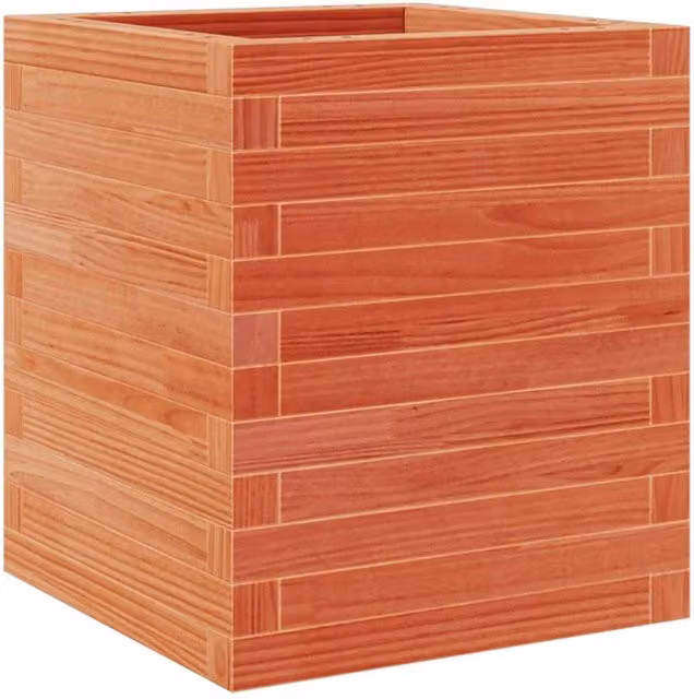 Berkfield Home Garden Planter in Wax Brown, Solid Wood Pine, W/D/H: 40 x 40 x 46 cm