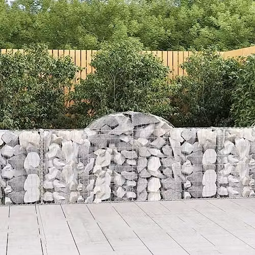 vidaXL 20-Piece Arched Gabion Baskets in Silver Galvanised Steel, W/D/H: 200 x 30 x 80/100 cm – 2