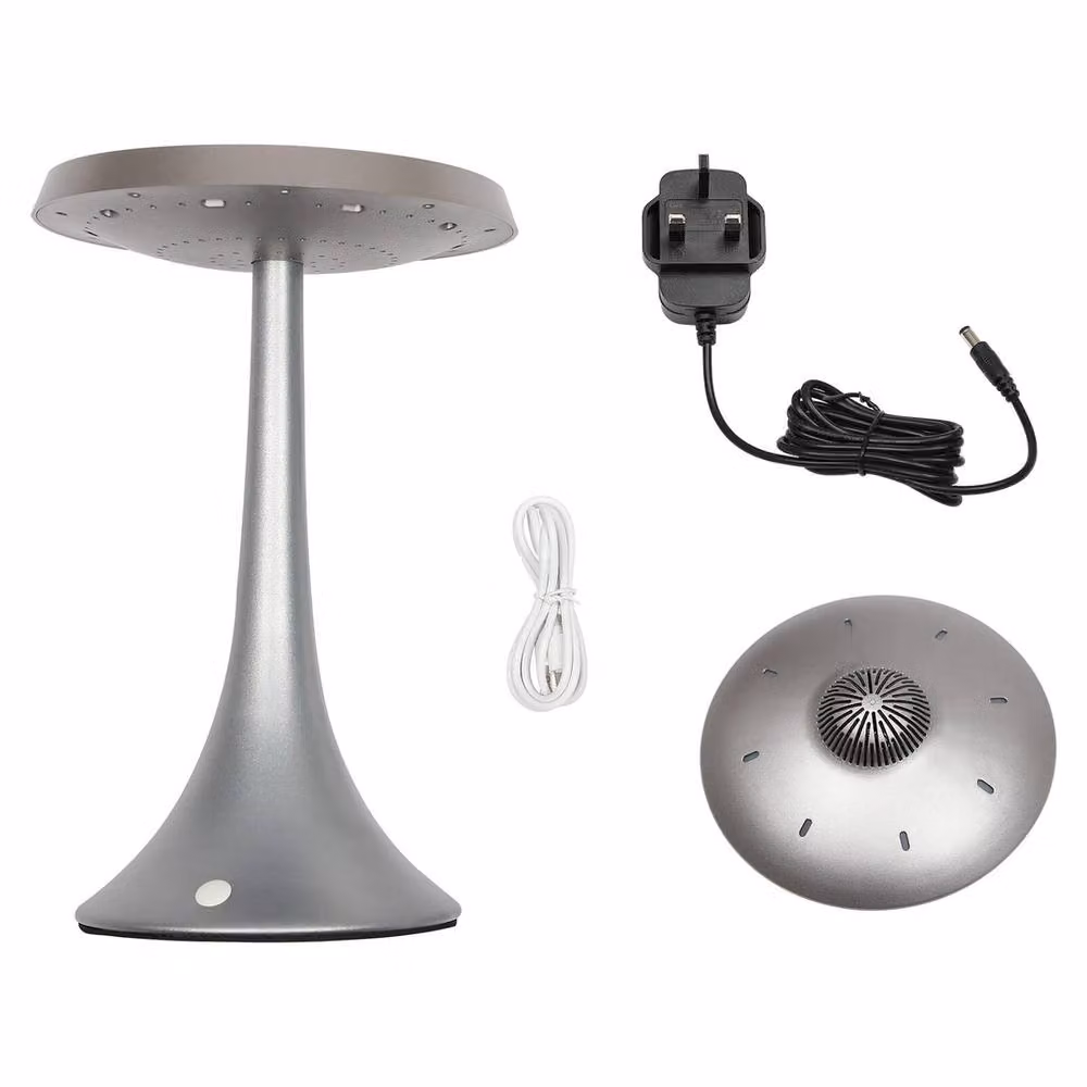 NESTLUNE Levitating UFO Bluetooth Speaker and LED Lamp in Grey, Diameter: 20.32 cm – 2