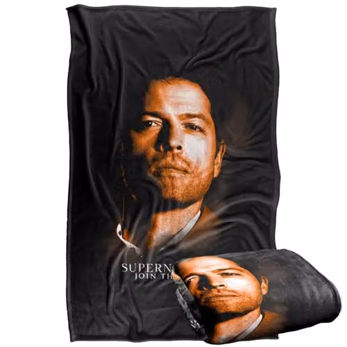 Warner Bros. Supernatural Castiel Portrait Silky Touch Super Soft Fleece Throw Blanket, Multicolour, W/D/H: 91 x 147 cm – 1