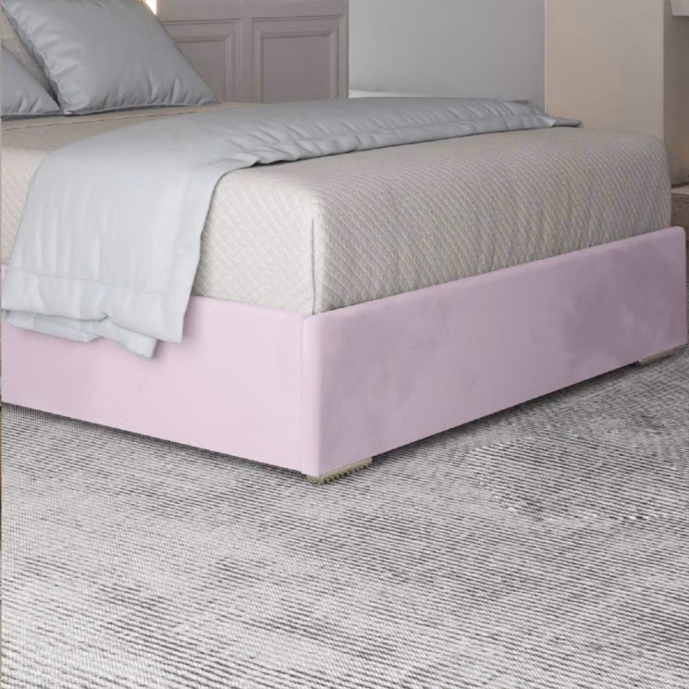 KDMD Trentham Upholstered Velvet Designer Bed Frame in Pink with Metal Details, Size: 180 x 200 cm – 3