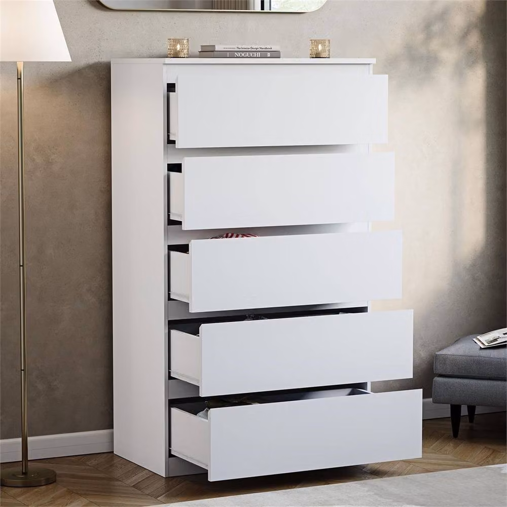 NESTLUNE White 5 Drawer Chest of Drawers Storage Cabinet W/D/H: 100 x 100 x 100 cm – 3