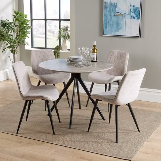 Core Products Ltd Aspen Round Dining Set with 4 Chairs, Natural, Diameter: 100 cm